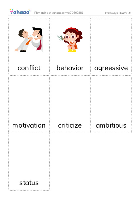 Picture flashcards worksheet for Pathways3 R&W U1