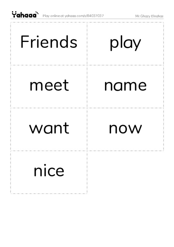 Word flashcards worksheet for Mr.Ghazy Elnahas
