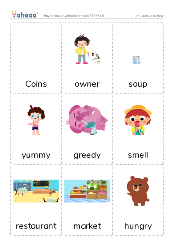 Picture flashcards worksheet for Mr.Ghazy Elnahas