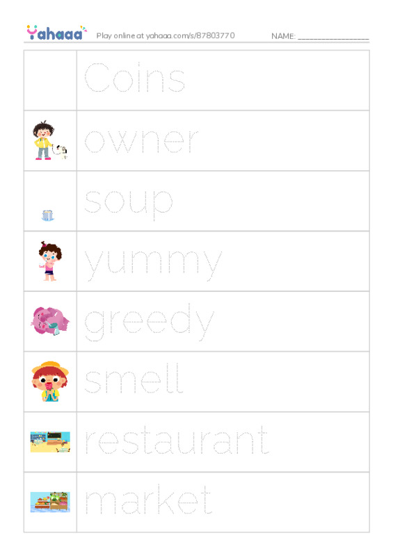 Picture and word rows worksheet for Mr.Ghazy Elnahas