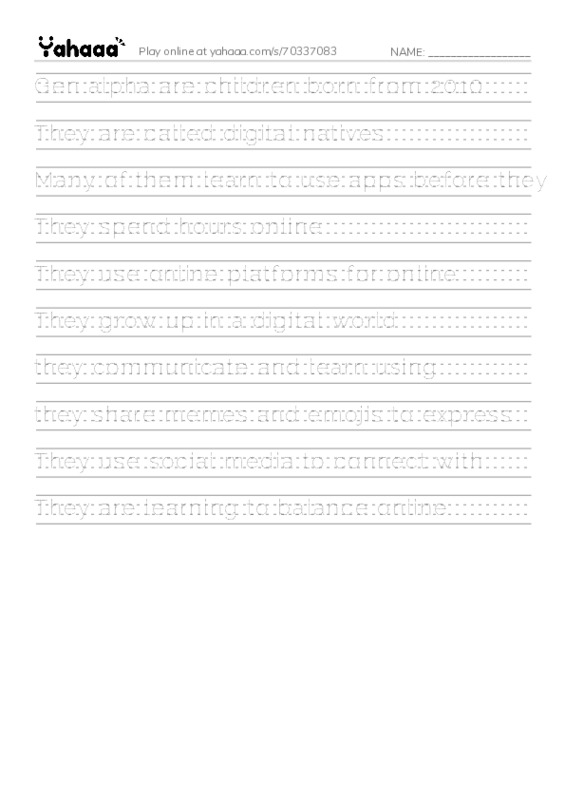 Handwriting lines worksheet for Mr.Ghazy Elnahas