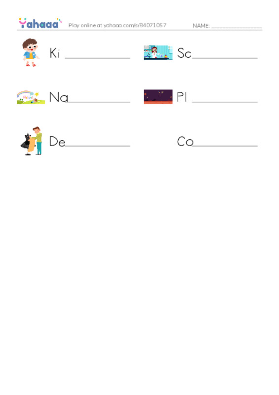 Write the word rows worksheet for Matching Activity