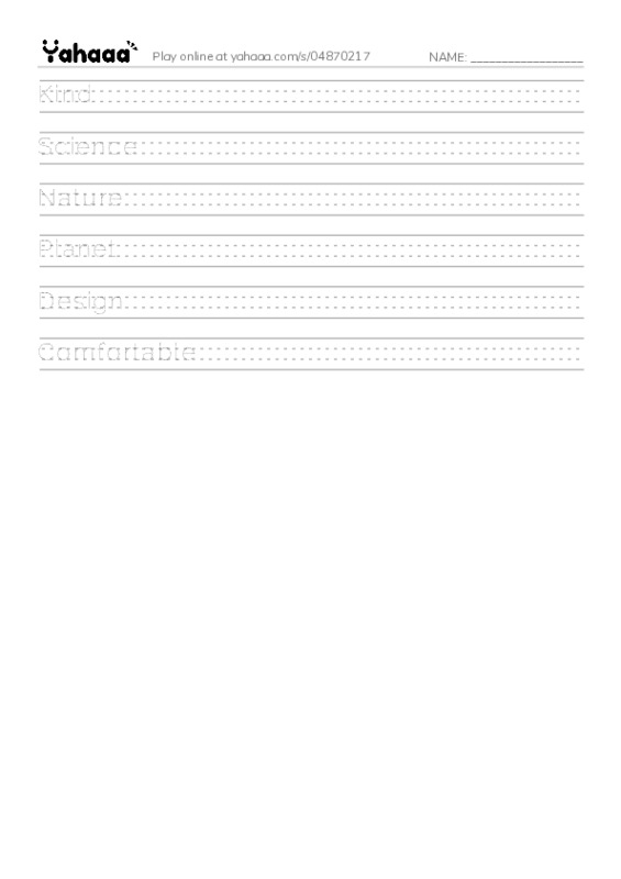 Handwriting lines worksheet for Matching Activity