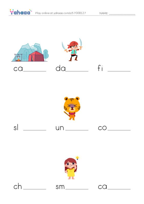 Finish the word worksheet for Grade 7