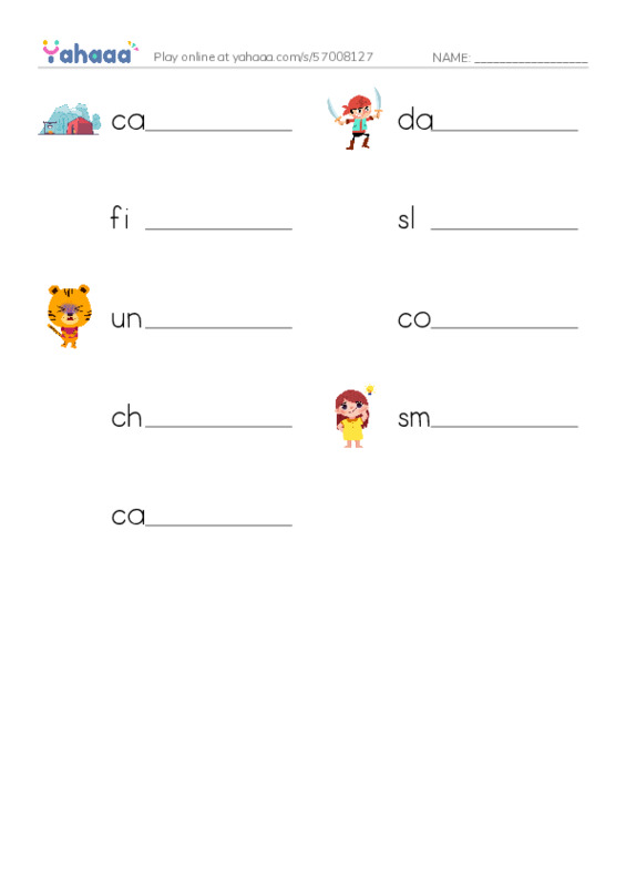 Write the word rows worksheet for Grade 7