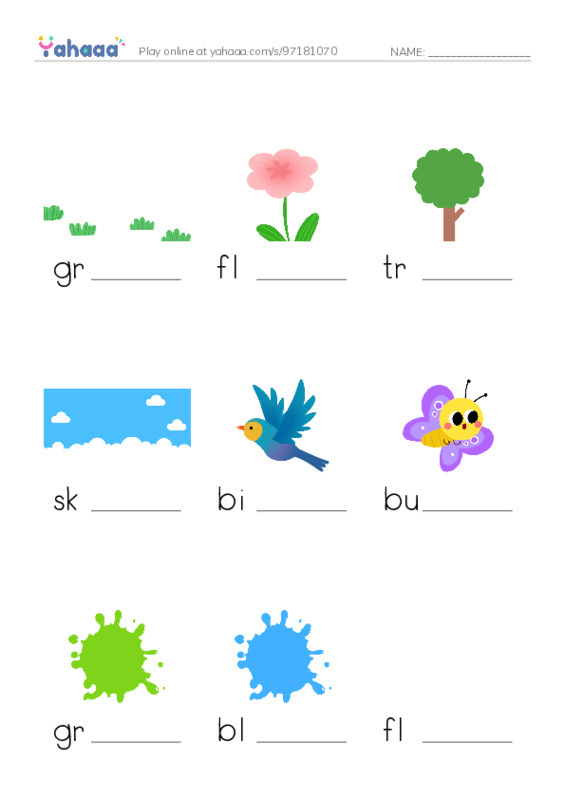 Finish the word worksheet for Grade 1 Unit 2 lesson 1