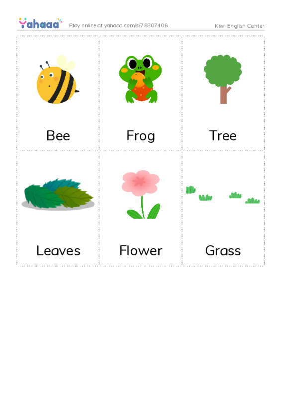 Picture flashcards worksheet for Kiwi English Center