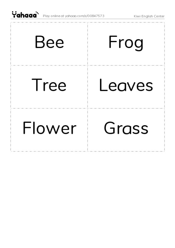 Word flashcards worksheet for Kiwi English Center