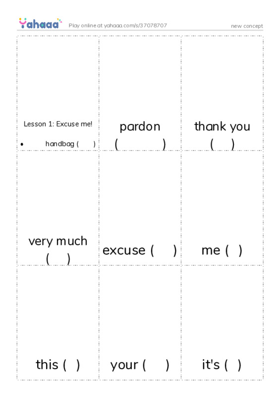 Picture flashcards worksheet for new concept
