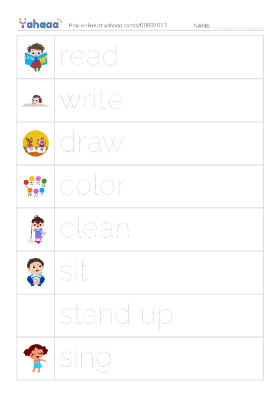 Picture and word rows worksheet for Grade 2 Unit 3 Lesson1