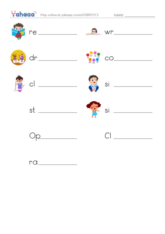 Write the word rows worksheet for Grade 2 Unit 3 Lesson1
