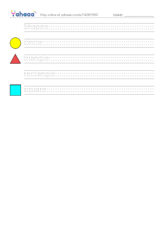 Handwriting lines worksheet for Shaped Grade 2