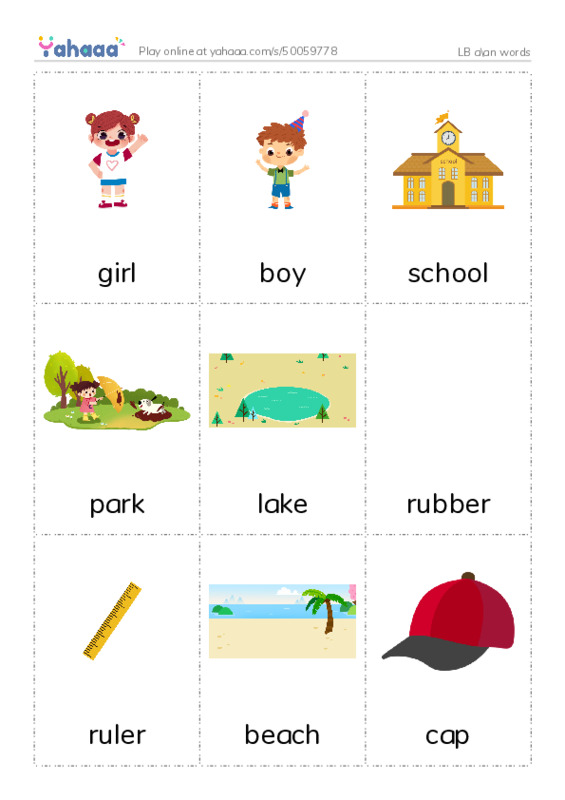Picture flashcards worksheet for LB a\an words