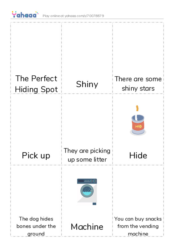 Picture flashcards worksheet for The Perfect Hiding Spot, Shiny, There are some shiny stars and 6 more