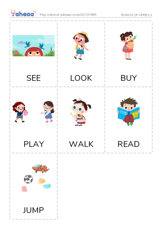 Picture flashcards worksheet for BUNCH OF VERBS 2
