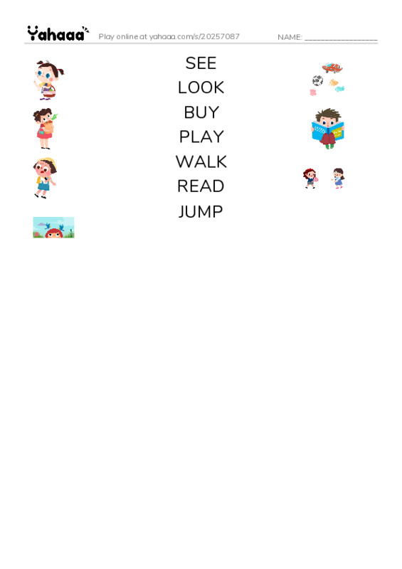 Match both sides worksheet for BUNCH OF VERBS 2