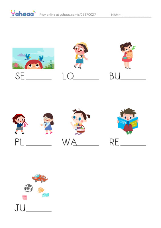 Finish the word worksheet for BUNCH OF VERBS 2