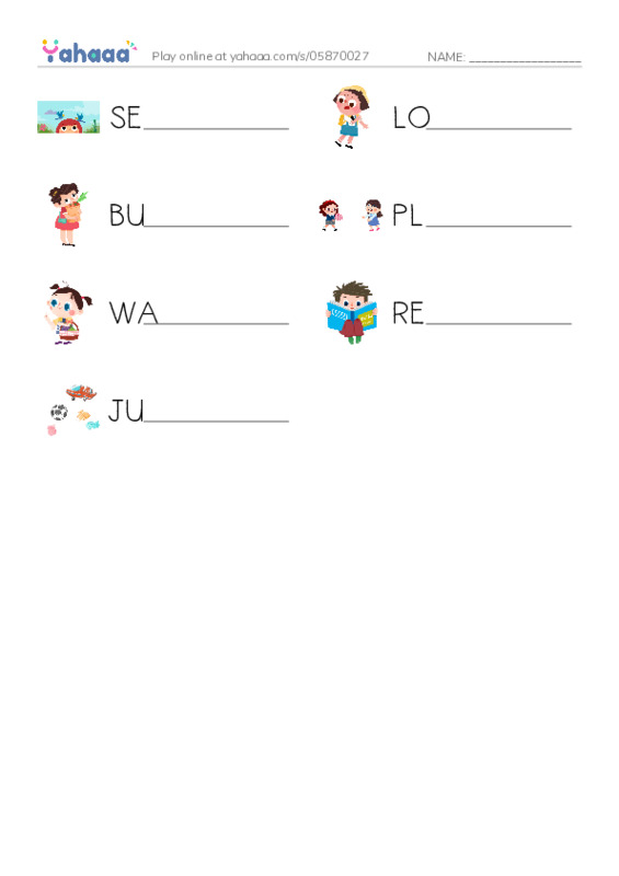 Write the word rows worksheet for BUNCH OF VERBS 2
