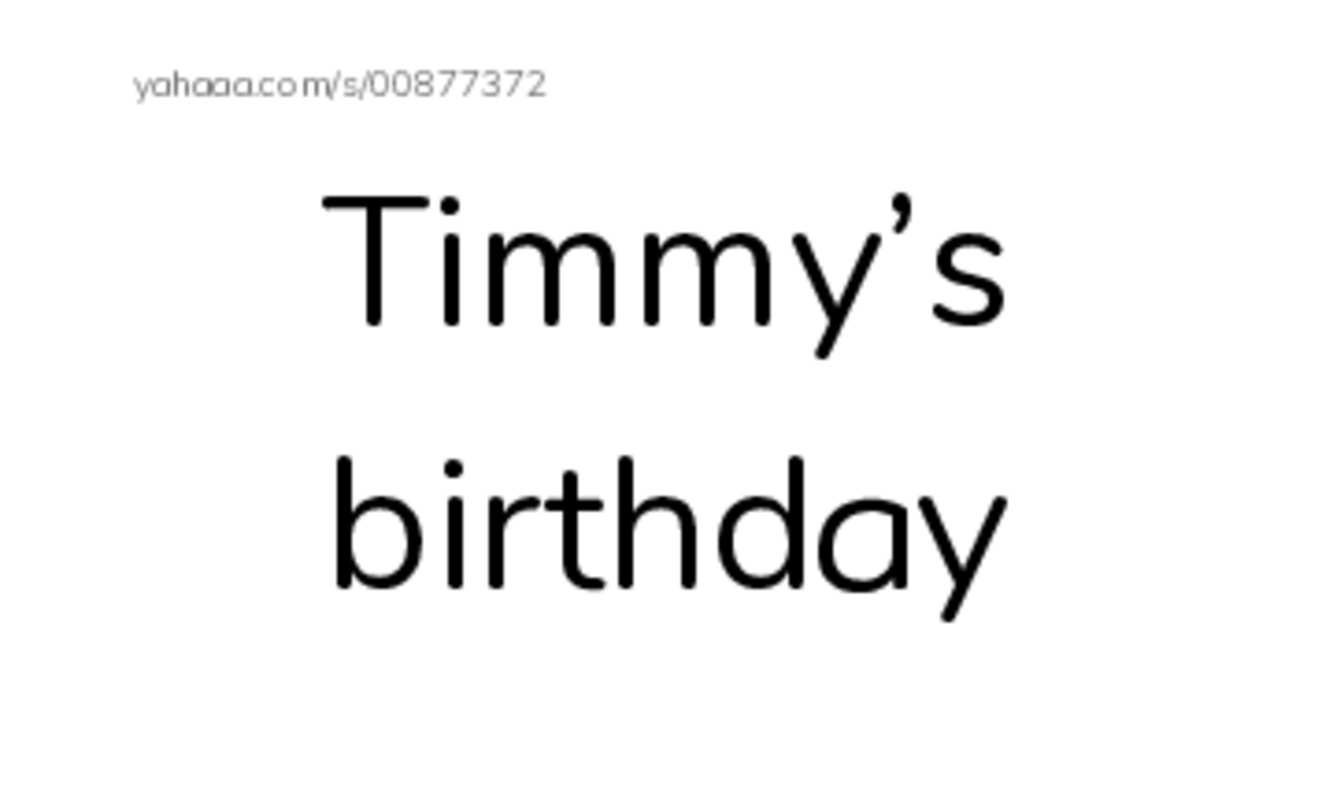 Index cards, words only worksheet for Timmy’s birthday, Birthday, birthday and 10 more