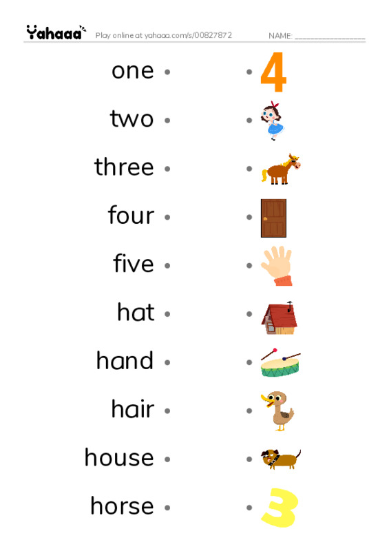 Draw a line to match worksheet for Grade 1 Unit 3 Lessons 3,4