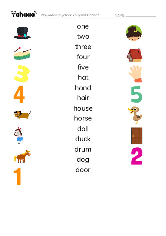 Match both sides worksheet for Grade 1 Unit 3 Lessons 3,4