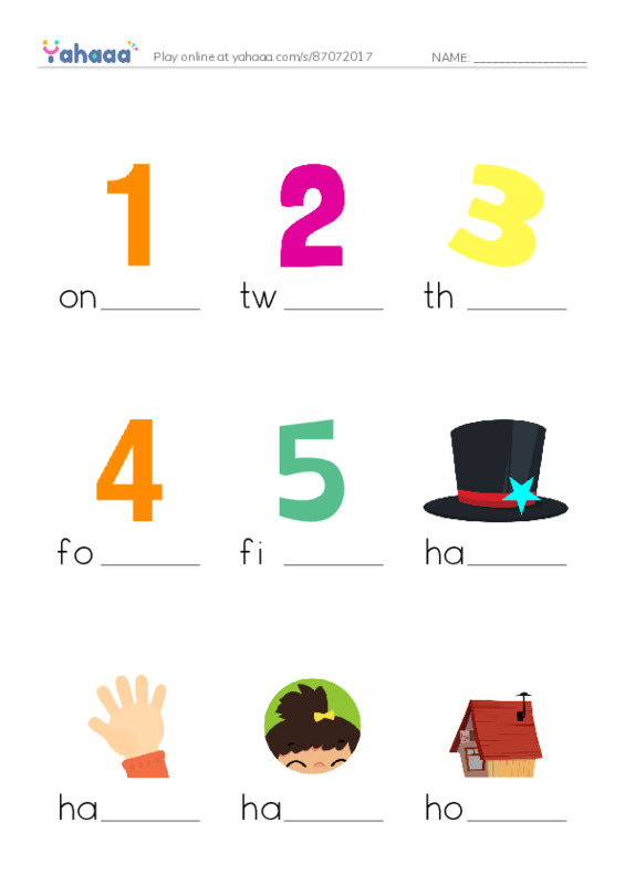 Finish the word worksheet for Grade 1 Unit 3 Lessons 3,4