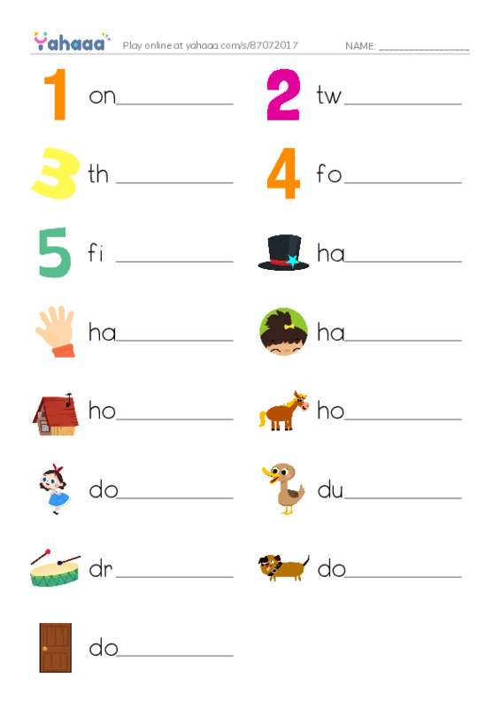 Write the word rows worksheet for Grade 1 Unit 3 Lessons 3,4