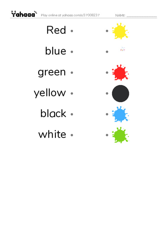 Draw a line to match worksheet for Colors