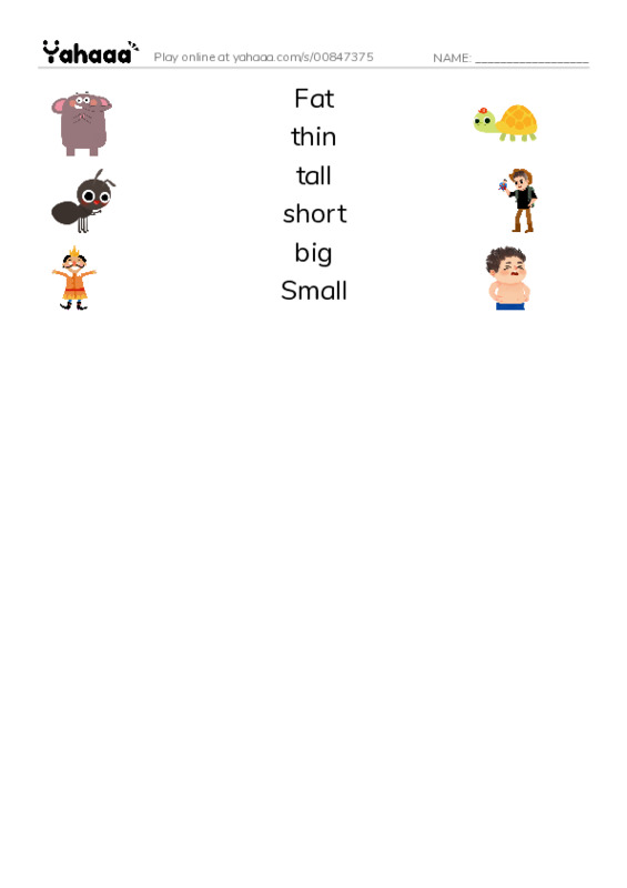 Match both sides worksheet for Adjectives