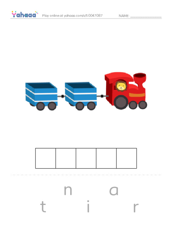 Letter scramble puzzle worksheet for Letter t
