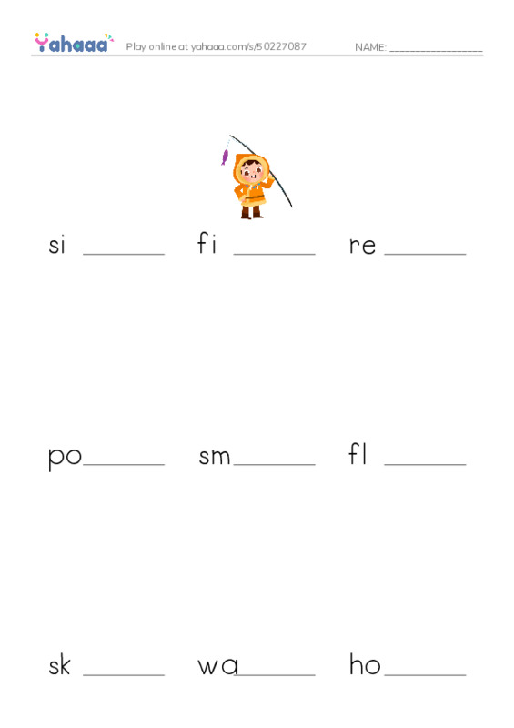 Finish the word worksheet for Starter test 1