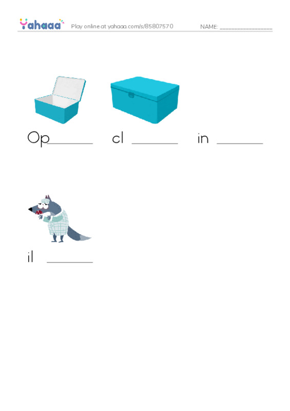 Finish the word worksheet for Unit 1