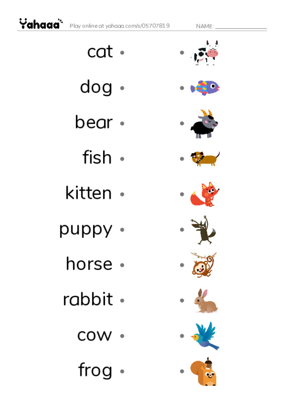 Draw a line to match worksheet for Go Fish