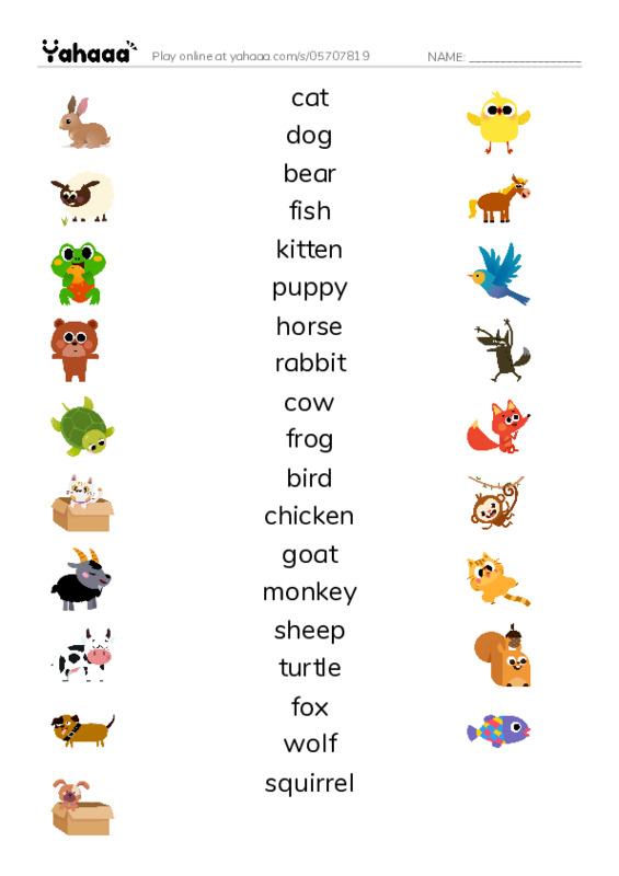 Match both sides worksheet for Go Fish