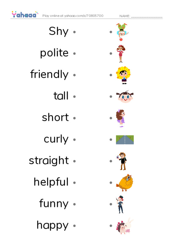 Draw a line to match worksheet for Grade 3