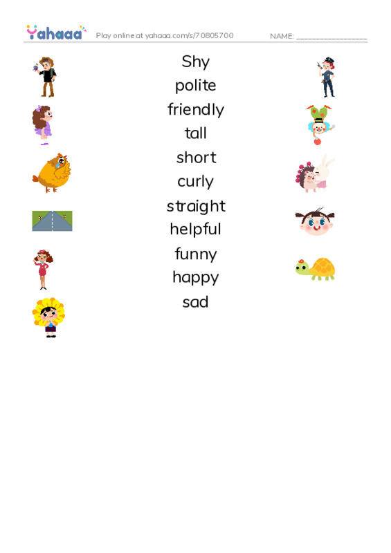 Match both sides worksheet for Grade 3