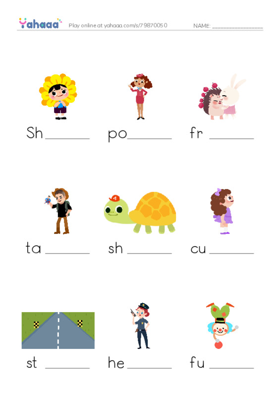 Finish the word worksheet for Grade 3