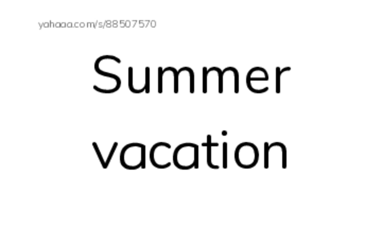 Index cards, words only worksheet for Summer vacation, Summer, summer and 10 more