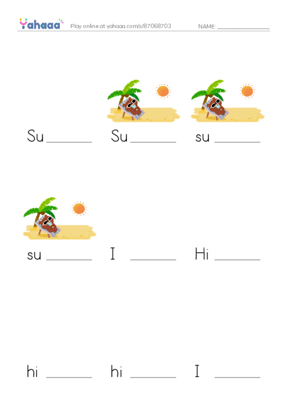 Finish the word worksheet for Summer vacation, Summer, summer and 10 more
