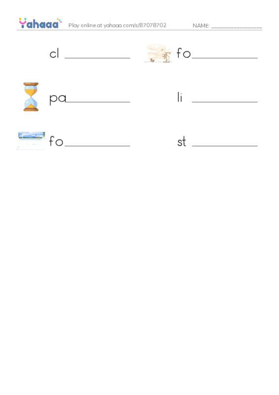 Write the word rows worksheet for A look at fossile