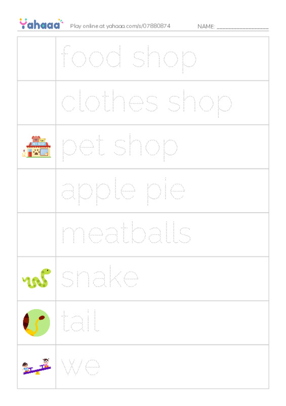Picture and word rows worksheet for Not today