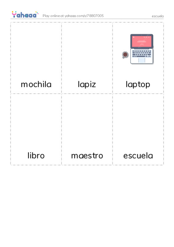 Picture flashcards worksheet for escuela