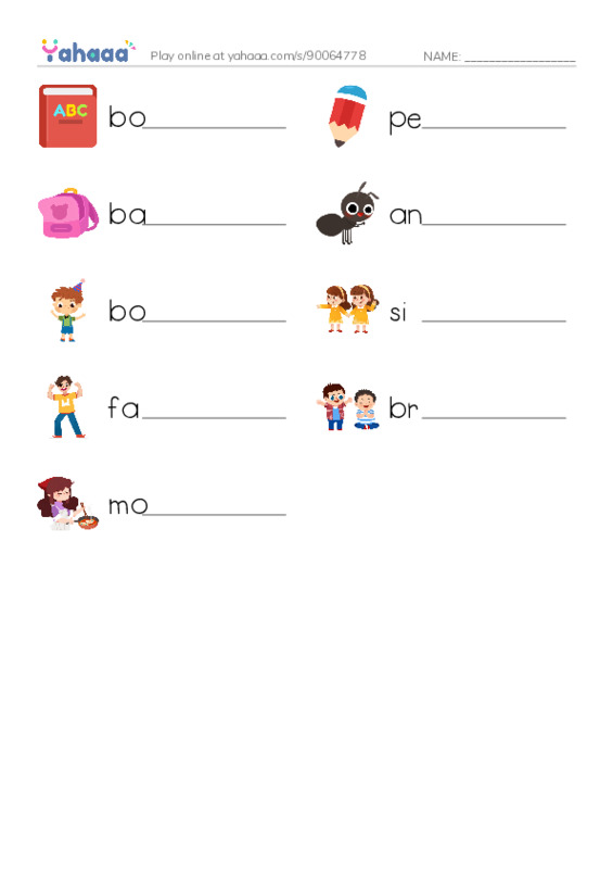 Write the word rows worksheet for Unit 1-2