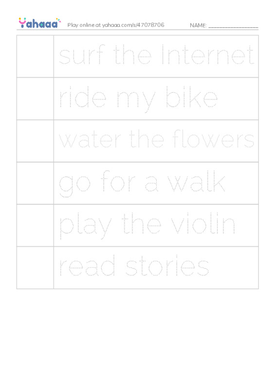 Picture and word rows worksheet for Unit 4 class 5