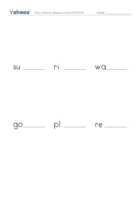 Finish the word worksheet for Unit 4 class 5