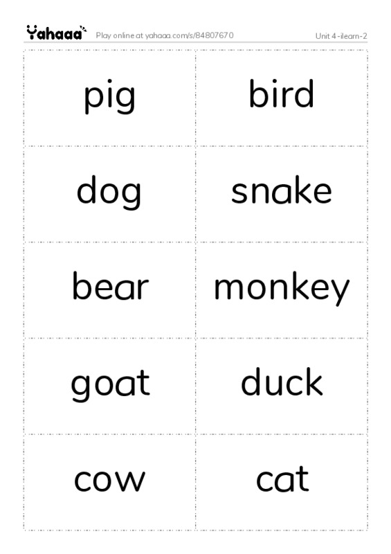 Word flashcards worksheet for Unit 4-ilearn-2