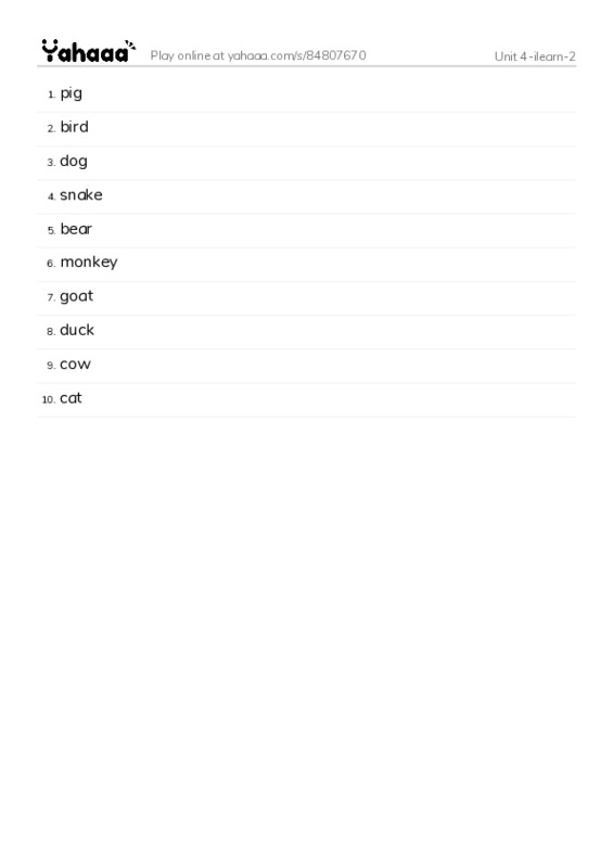 Word list with meanings worksheet for Unit 4-ilearn-2