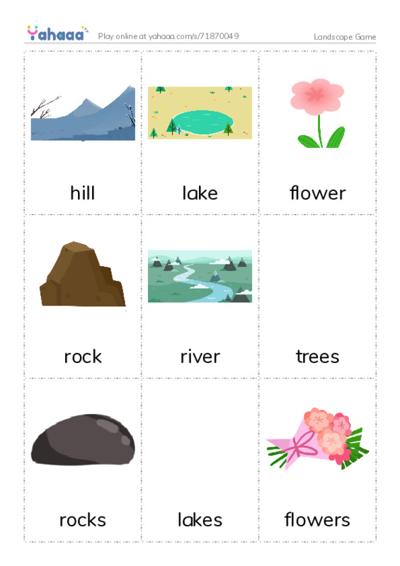 Picture flashcards worksheet for Landscape Game