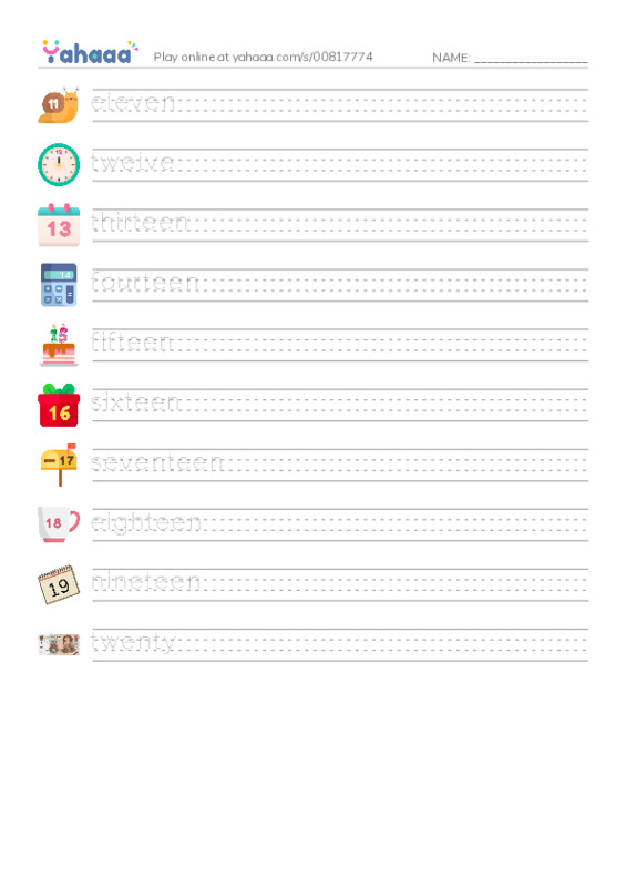 Handwriting lines worksheet for Unit 3