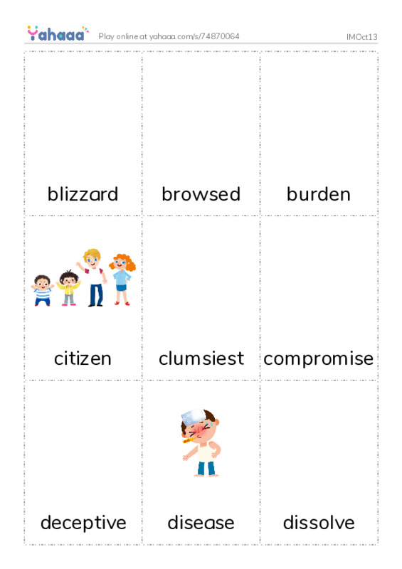 Picture flashcards worksheet for IMOct13
